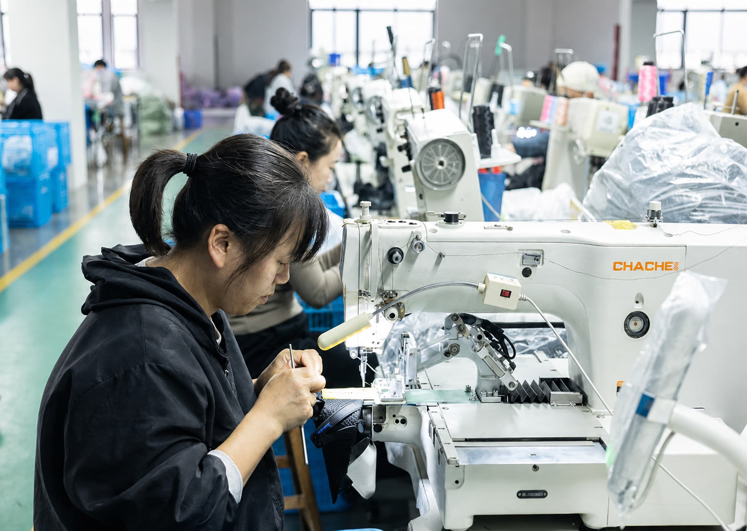 Stitching operation during footwear sample development