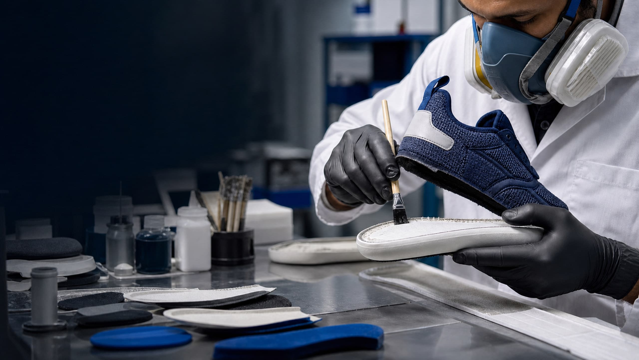 Cold cement footwear process illustration