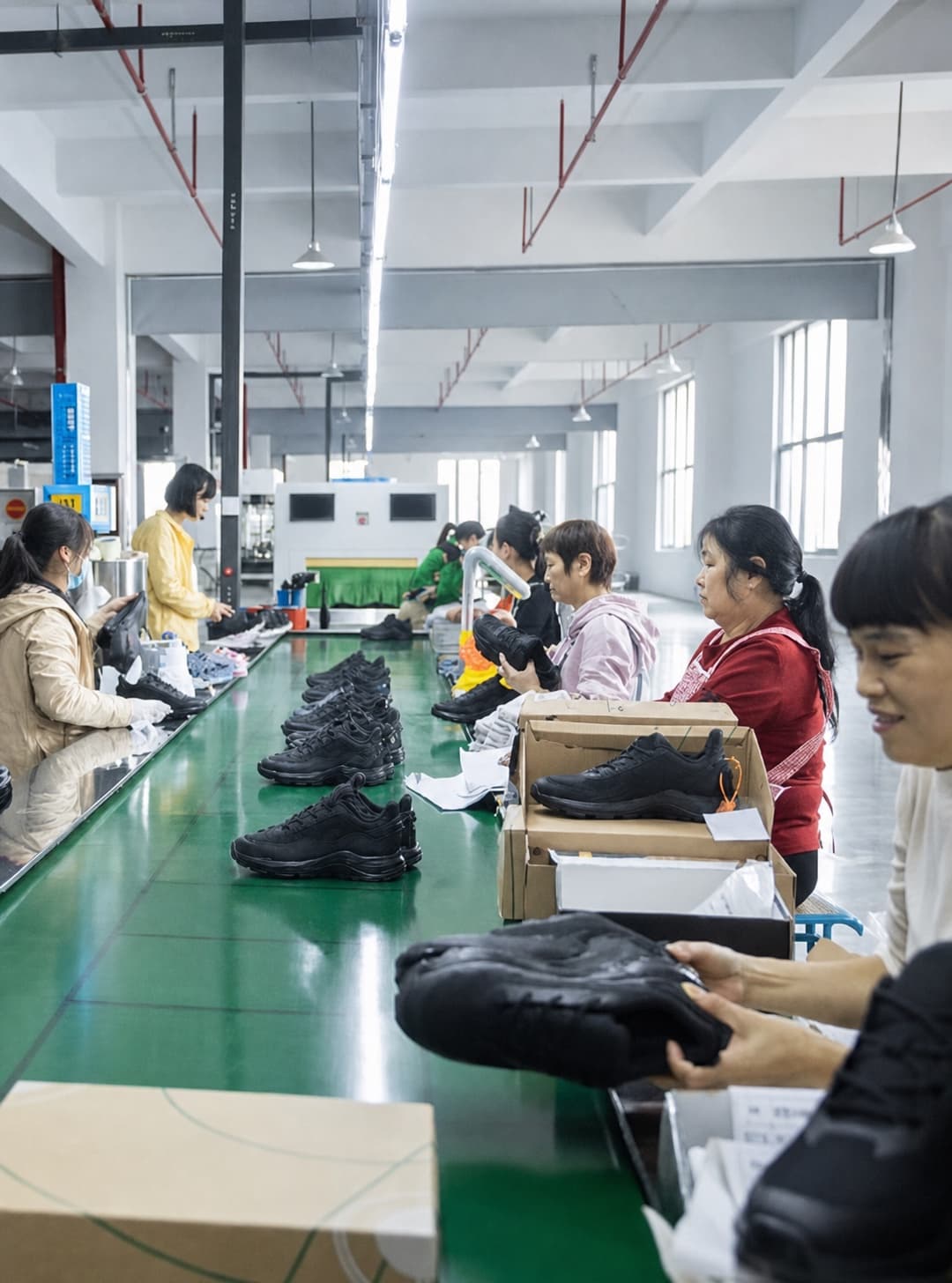 Footwear completion line during final order review
